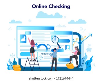 Audit online service or platform. Business operation online checking. Isolated flat vector illustration