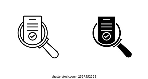 Audit outlined and solid icon vector collection.