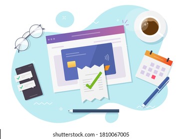 Audit payment of digital internet bill invoice verify vector, online tax financial accounting complete, accepted fraud evaluation check, valid transaction pay audition flat, authorized money transfer