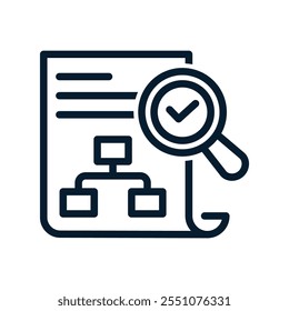 Conceito de planejamento de auditoria. Ícone linear de vetor isolado no plano de fundo branco.