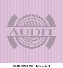 Audit realistic pink emblem. Vector Illustration. Detailed.
