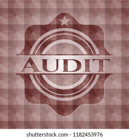 Audit red seamless emblem with geometric pattern.