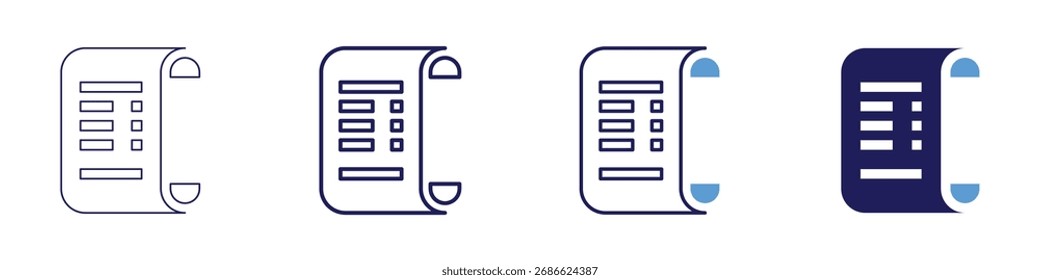 Audit Report Icon in 4 verschiedenen Stilen. Dünne Linie, Linie, Fette Linie, Duotone. Duotone-Stil. Bearbeitbarer Strich.
