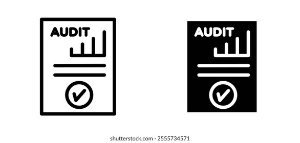 Audit report icon symbol collection on white background.