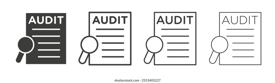 Audit report icons collection. vector set in black color