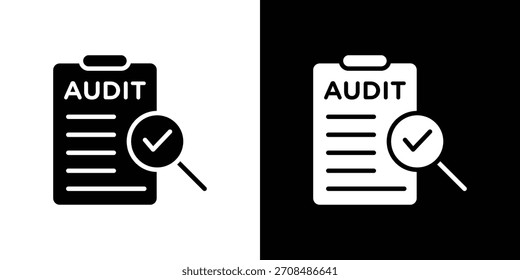 Coleção de ilustrações de vetor de ícones de relatório de auditoria. ícones em preto e branco.