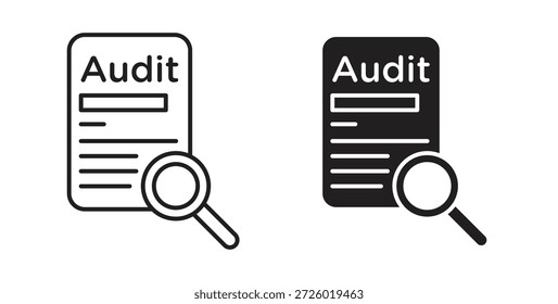 Símbolo de vetor de ícones de relatório de auditoria com traçado editável e versões simples