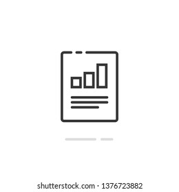 Audit research report icon vector symbol, line outline art design quality control evaluation pictogram, financial fraud check or tax analysis sign,  accounting or statistic document label isolated