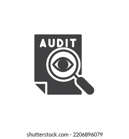Icono del vector de revisión de auditoría. signo plano relleno para concepto móvil y diseño web. Icono de glifo de inspección de auditoría. Símbolo, ilustración del logotipo. Gráficos vectoriales