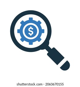 Audit, search, settings icon. Simple editable vector illustration.