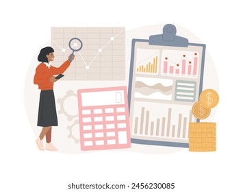 Audit service isolated concept vector illustration. Accounting firm, financial management service, internal audit, consulting company, business examination, administration vector concept.