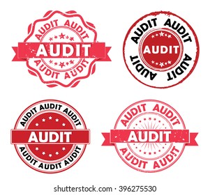 Audit  set of grunge labels / ribbons for business consultancy companies. Print colors used