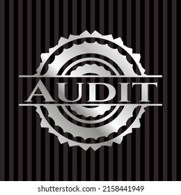 Audit silvery shiny emblem. Vector Illustration. Mosaic. 