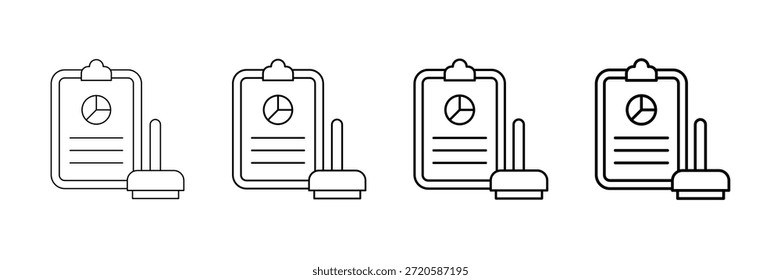 Vetor De Ícones De Carimbo De Auditoria Definido Em Estilo De Linha De Traçado Diferente