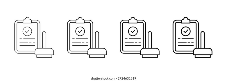 Vetor De Ícones De Carimbo De Auditoria Definido Em Estilo De Linha De Traçado Diferente