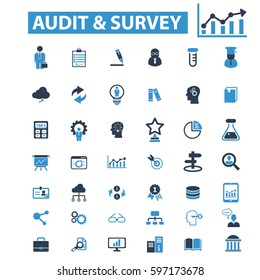 ícones de pesquisa de auditoria
