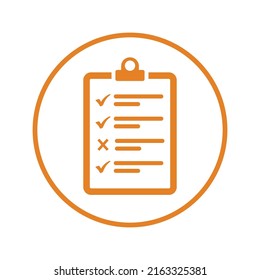 Audit, Test, Prüfung, Formular, Berichtssymbol. Orangefarbene Vektorgrafik EPS.