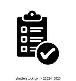 Audit, test, check, report icon. Black vector graphics.