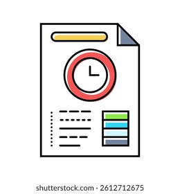 audit time management color icon vector. audit time management sign. isolated symbol illustration