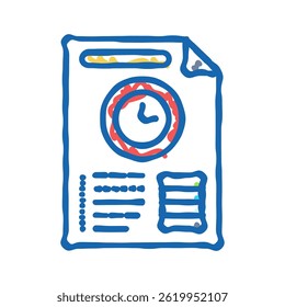 audit time management doodle icon sketch vector. audit time management sign. isolated symbol illustration
