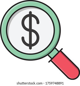 audit vector flat color icon 