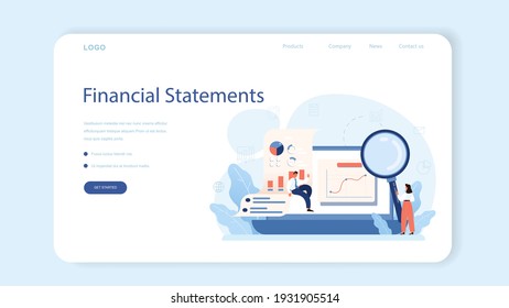 Audit web banner or landing page. Business operation research and analysis. Financial inspection and analytics. Isolated flat vector illustration
