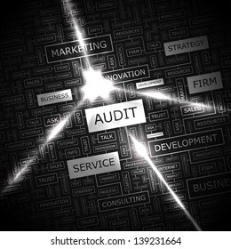 AUDIT. Word cloud concept illustration.