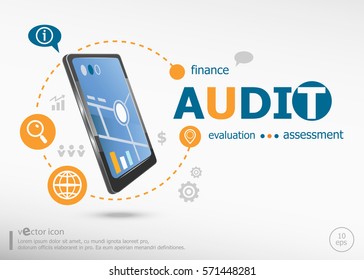 Audit Word Cloud Concept Realistic Smartphone Stock Vector (Royalty ...