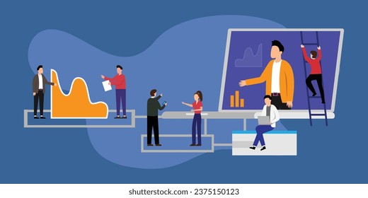 Auditing, business analysis concept with characters 2d vector illustration concept for banner, website, landing page, flyer, etc