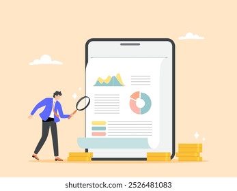 Auditing and calculating financial statements by showing profit and loss reports