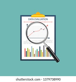 Auditing concept. Realistic design of accounting, research, calculating, management, financial analysis. Top view. Business background with desktop elements.