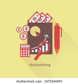 Auditing concept. Realistic design of accounting, research, calculating, management, financial analysis
