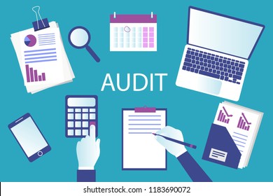 Auditing Concepts Auditor Hands Table During Stock Vector (Royalty Free ...