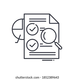 Auditing icon, linear isolated illustration, thin line vector, web design sign, outline concept symbol with editable stroke on white background.