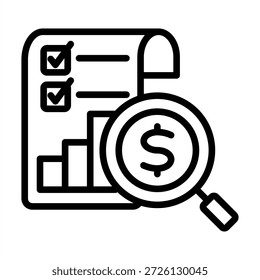 Auditing Process Icon - Black Outline Icons Style For Accounting and Business