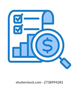 Auditing Process Icon With Blue Color For Accounting and Business