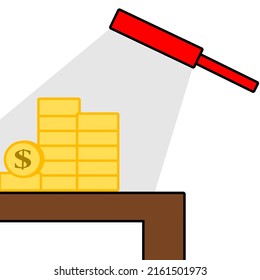 auditing symbol with magnifying glass to audit finances, economic, company economy, balance of account, corruption,budget abuse