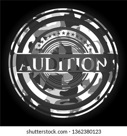 Audition on grey camouflage pattern