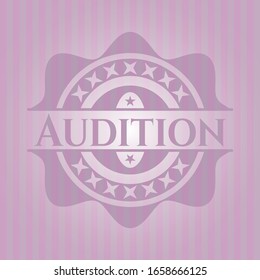 Audition pink emblem. Vintage. Vector Illustration. Detailed.