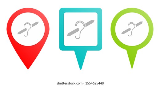 Audition sign pin icon. Multicolor pin vector icon