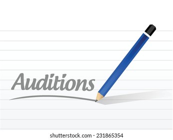 auditions message illustration design over a white background