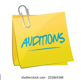 auditions post it illustration design over a white background