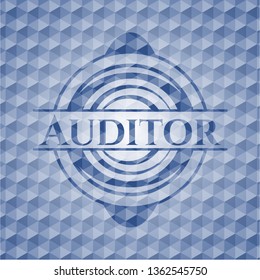 Auditor Blue Emblem With Geometric Pattern Background.