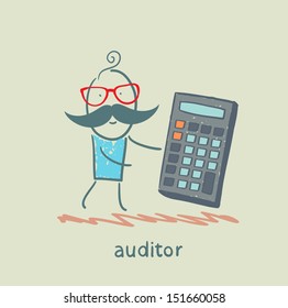auditor with a calculator