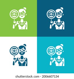 Auditor Juego mínimo de iconos de cuatro colores plano