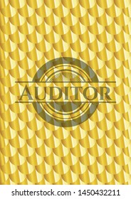 Auditor Gold Badge. Scales Pattern. Vector Illustration. Detailed.