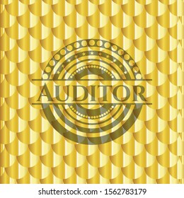 Auditor Gold Badge. Scales Pattern. Vector Illustration. Detailed.