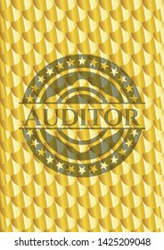 Auditor Golden Badge. Scales Pattern. Vector Illustration. Detailed.