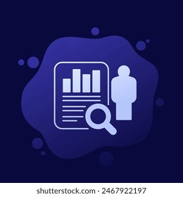 auditor icon, auditing financial data vector