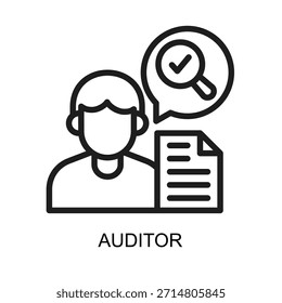 Ilustración vectorial de línea de ícono de auditor